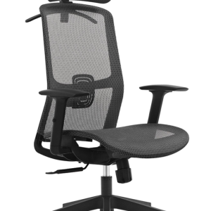 Brateck Ergonomic Mesh Office Chair with Headrest (655x675x1165-1265mm) Up to 150kg  - Steel Mesh - Color:Black