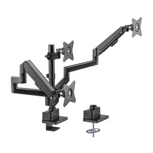 Brateck Triple Monitor Pole-Mounted Thin Gas Spring Monitor Arm Fit Most 17-30 Monitors, Up to 7kg per screen VESA 75x75/100x100  Matte Black