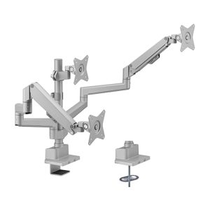 Brateck Triple Monitor Pole-Mounted Thin Gas Spring Monitor Arm Fit Most 17-30 Monitors, Up to 7kg per screen VESA 75x75/100x100  Matte Grey