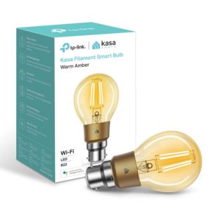 TP-Link KL60B Kasa Filament Smart Bulb, Warm Amber, Bayonet, Dimmable, No Hub Required, Voice Control, 2000K, 5kWh/1000h, 2.4 GHz, 2 Year Warranty