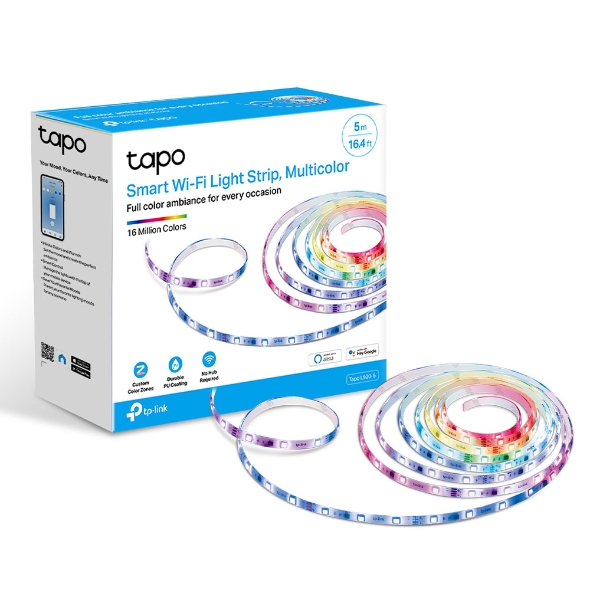 TP-Link Tapo L920-5 Smart Wi-Fi Light Strip, Multicolor, Pu Coating For External Protection, Voice Control, 50 Colour Zones, No Hub Required, 5000Ã10Ã